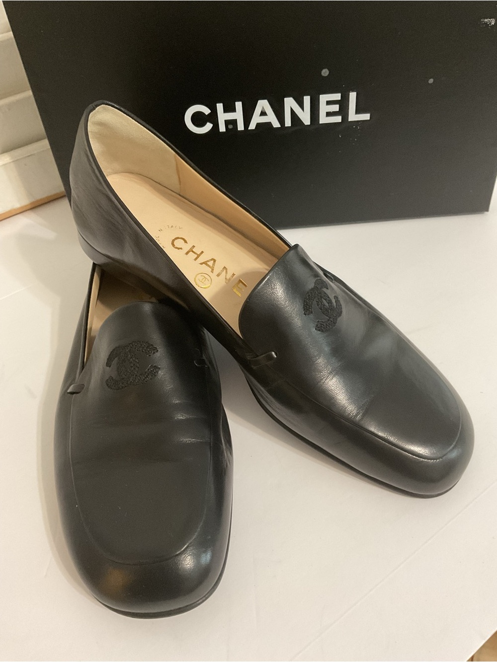 CHANEL Black Loafers Size 36 1999 Spring Collection